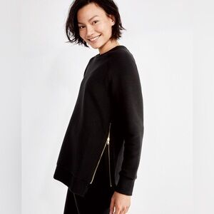 VARLEY MANNING TUNIC SWEATSHIRT BLACK RIBBED WITH ZIPS SIZE LARGE EUC